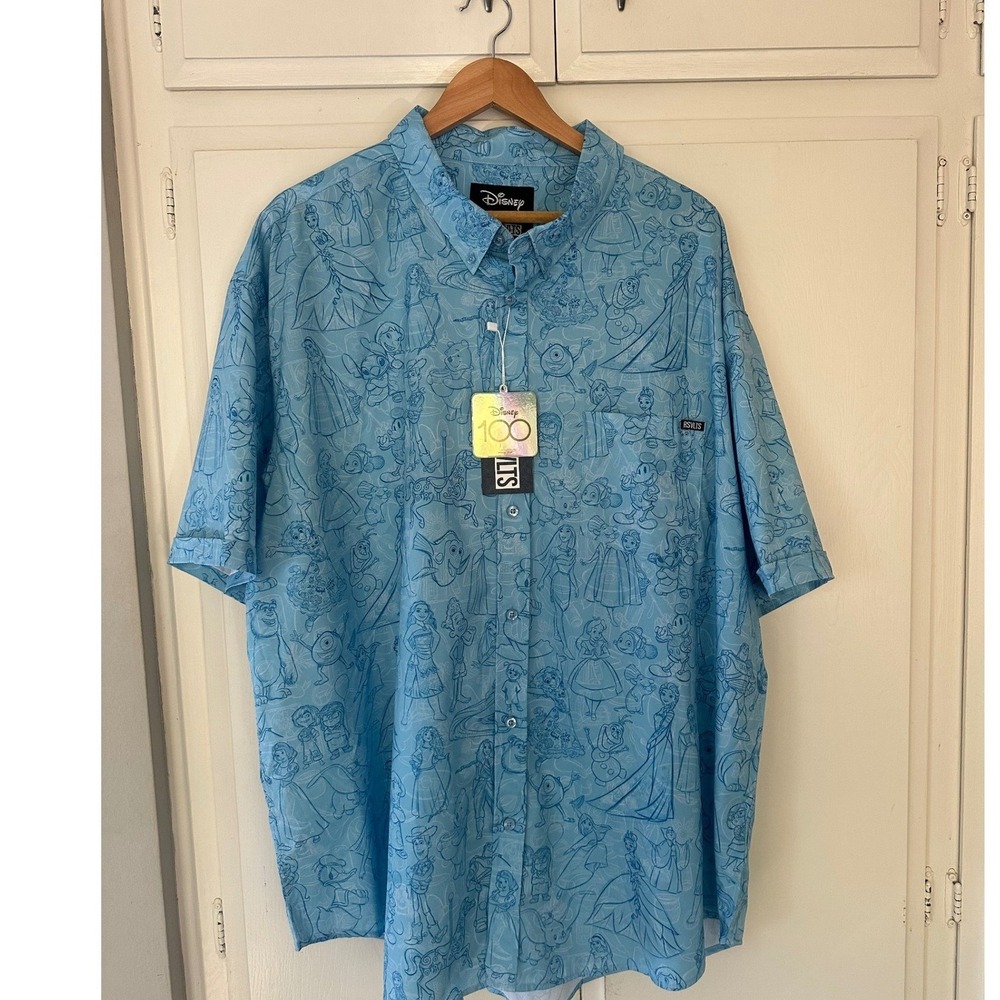 RSVLTS Disney 100th Anniversary Blue Sketch Kunuflex Shirt Mens 3XL NEW